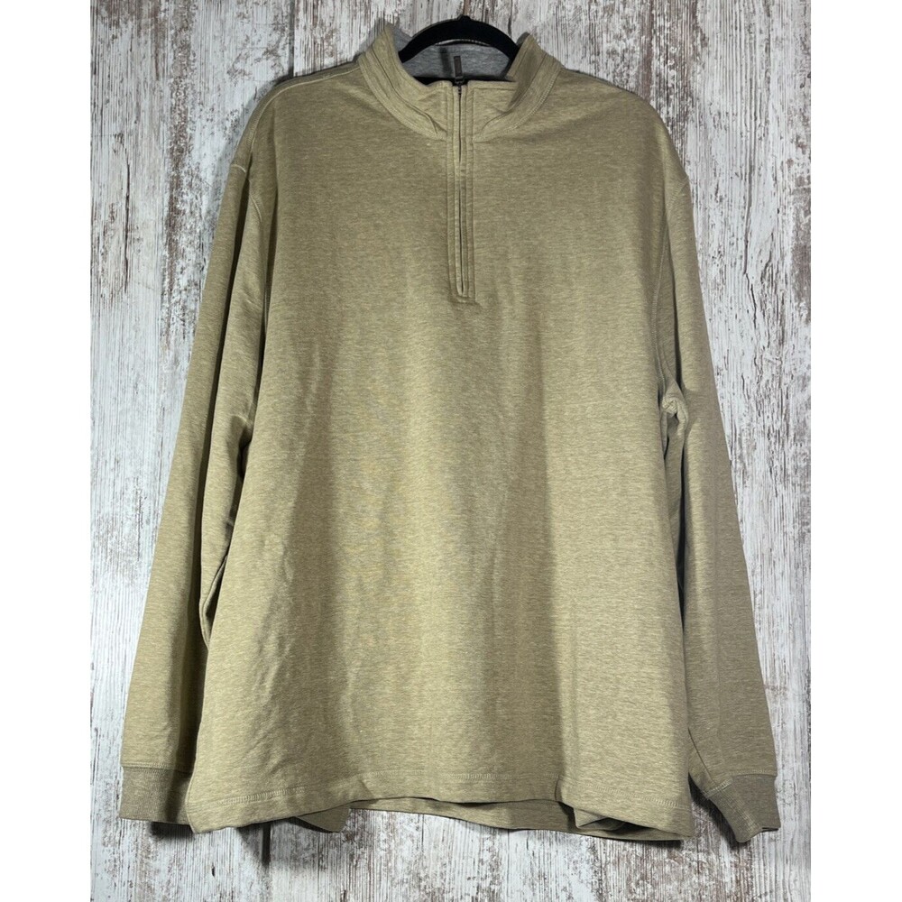 BEN HOGAN PERFORMANCE 1/4 ZIP LONG SLEEVE BEIGE GOLF PULLOVER MENS XL Pockets